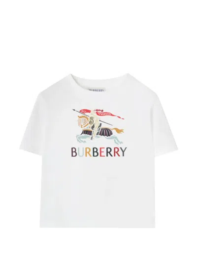Burberry Babies' Equestrian Knight Design Cotton T-shirt In White