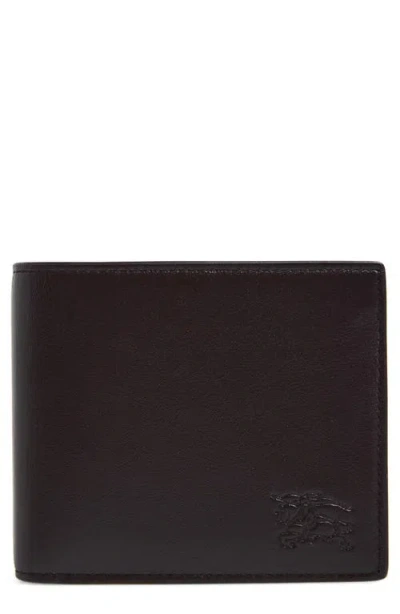 Burberry Equestrian Knight Design Leather Bifold Wallet In Black