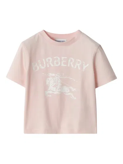 Burberry Babies' Equestrian Knight Design Logo T-shirt In Pink
