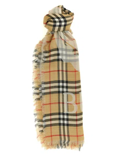 Burberry Equestrian Knight Design Scarf In Brown