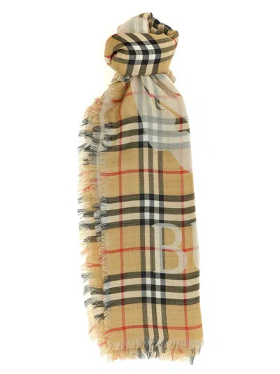 Burberry 'equestrian Knight Design' Scarf In Neutral