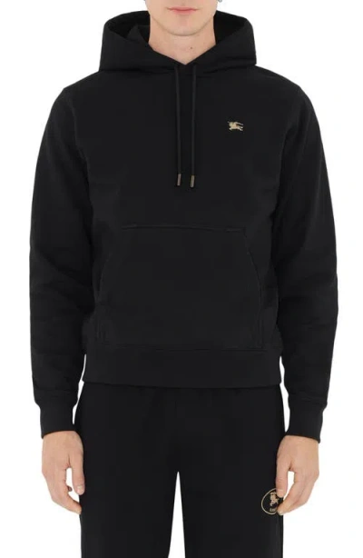 Burberry Equestrian Knight Design Stamp French Terry Hoodie In Black