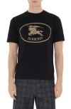 Burberry Mens Brand-print Crewneck Cotton-jersey T-shirt Black Xl In Black