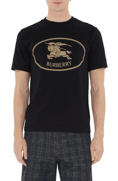 Burberry Equestrian Knight Design Stamp Graphic T-shirt In Black
