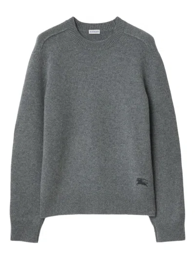 Burberry Equestrian-knight Detail Cashmere Sweater In Gray