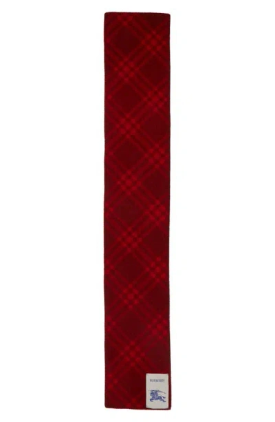 Burberry Check Motif Wool Scarf In Red