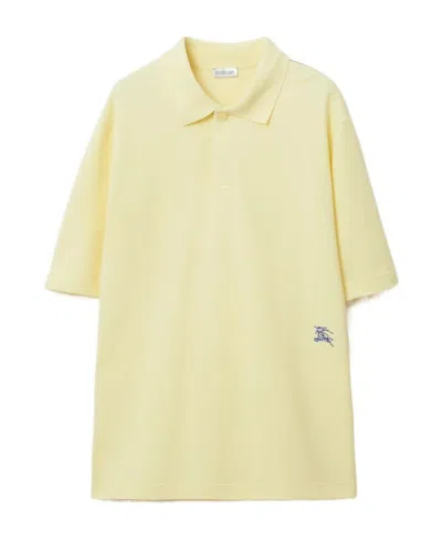 Burberry Equestrian Knight-embroidered Cotton Polo Shirt In Yellow