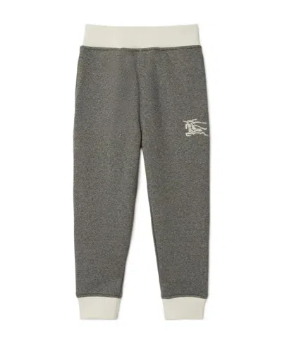 Burberry Equestrian Knight-embroidered Cotton Track Pants In Gray