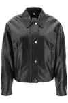 BURBERRY EQUESTRIAN KNIGHT EMBROIDERED LEATHER JACKET