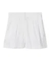 Burberry Equestrian Knight-embroidered Pleated Cotton Shorts In White