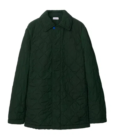 Burberry Equestrian Knight-embroidered Quilted Coat In Green