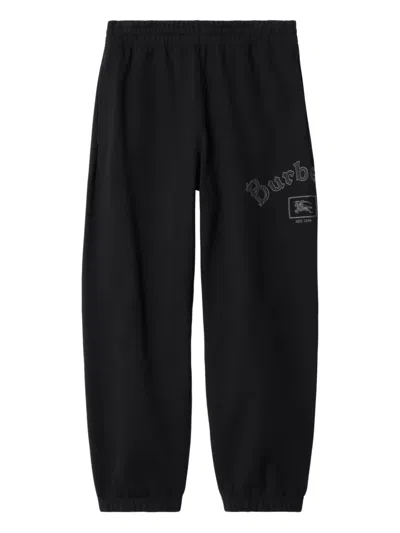 Burberry Equestrian Knight-embroidered Track Pants In Black