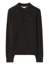 Burberry Equestrian Knight Embroidery Long-sleeve Polo Shirt In Brown
