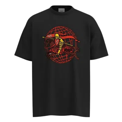 Burberry Equestrian Knight Graphic T-shirt In Black