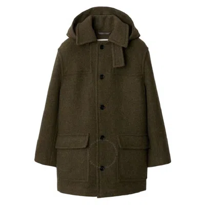 Burberry Equestrian Knight Hooded Duffle Coat In Gray