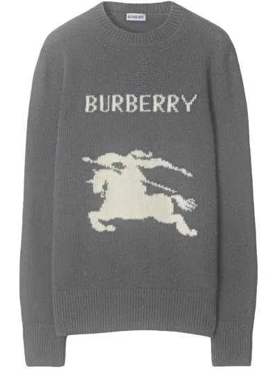 Burberry Equestrian Knight-intarsia Jumper In Gray