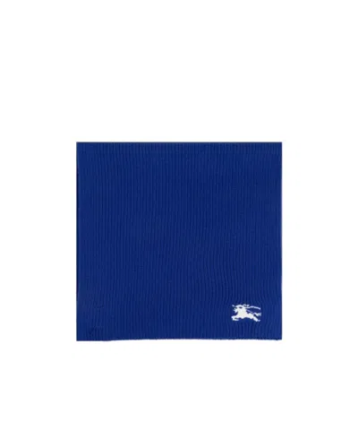 Burberry Equestrian Knight-jacquard Wool Scarf In Blue