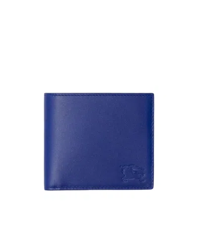 Burberry Equestrian Knight Leather Wallet In Blue