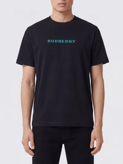 Burberry Equestrian Knight Logo Cotton Crewneck T-shirt In Black