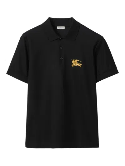 Burberry Equestrian Knight Logo Polo Shirt In Black