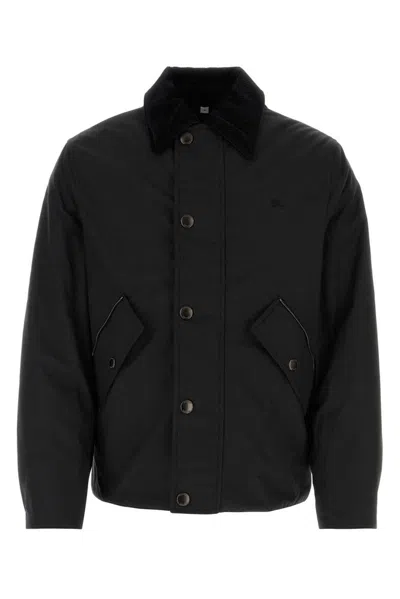 Burberry Equestrian Knight Long Sleeved Buttoned Jacket In Black