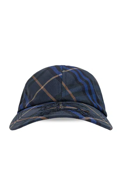 Burberry Equestrian Knight Motif Checked Baseball Cap In Multi