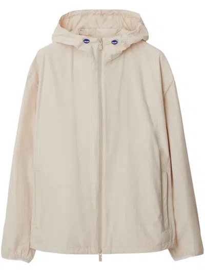Burberry Equestrian Knight-motif Hooded Jacket In Nude