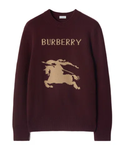 Burberry Equestrian Knight-motif Sweater In Burgundy