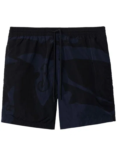 Burberry Equestrian Knight Motif Swim Shorts In Black