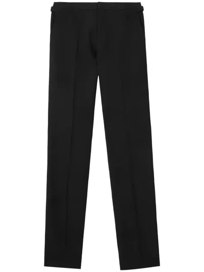 Burberry Equestrian Knight-motif Tailored Trousers In Black