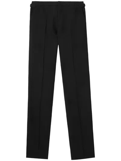 Burberry Equestrian Knight-motif Tailored Trousers In Black