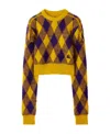 Burberry Ekd Check Knit Tassel-shoulder Crop Sweater In Brown