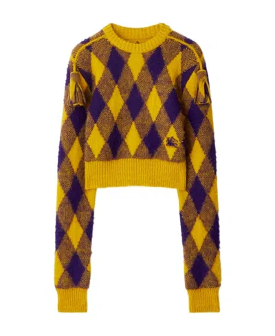 BURBERRY BURBERRY ARGYLE LOGO EMBROIDERED SWEATER
