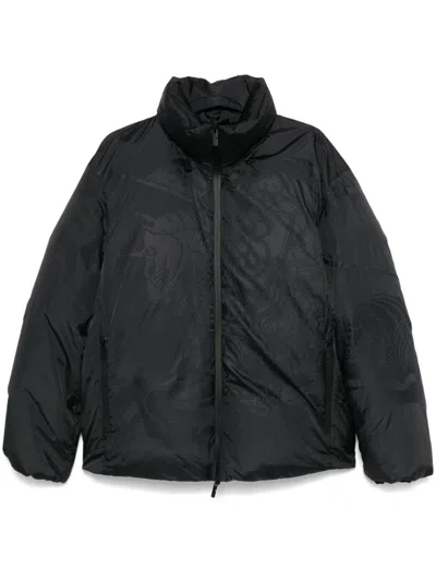 Burberry Equestrian Knight Padded Jacket In Charcoal