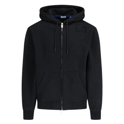 Burberry Equestrian Knight Patch Zip Hoodie In Black