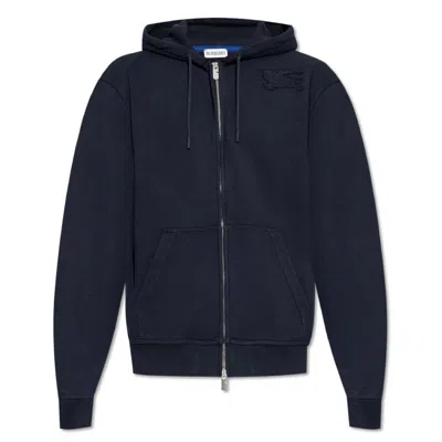 Burberry Equestrian Knight Patch Zip Hoodie In Blue