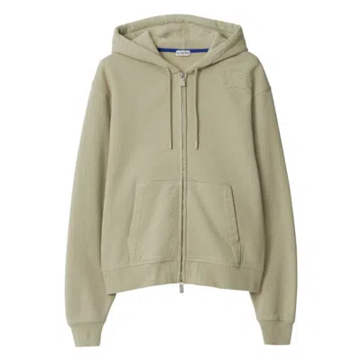 Burberry Equestrian Knight Patch Zip Hoodie In Green