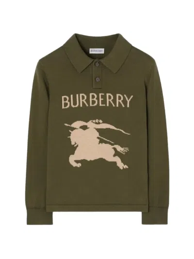 Burberry Kids' Equestrian Knight Polo Shirt In Green