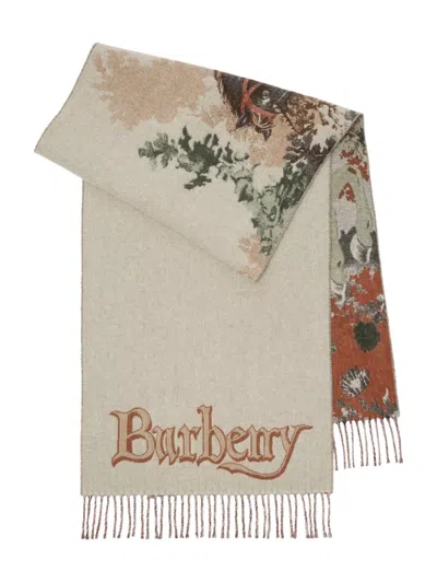 Burberry Equestrian-knight Portrait Jacquard Scarf In Multi