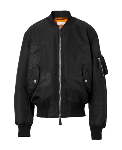 Burberry Equestrian Knight-print Bomber Jacket In Black