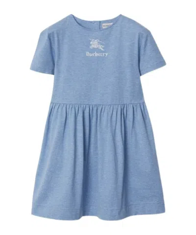 Burberry Equestrian Knight-print Cotton Dress In Blue