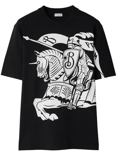 BURBERRY EQUESTRIAN KNIGHT-PRINT COTTON T-SHIRT