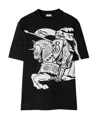 Burberry Black T-shirt With Contrasting Equestrian Knight Print In Cotton Man In Black