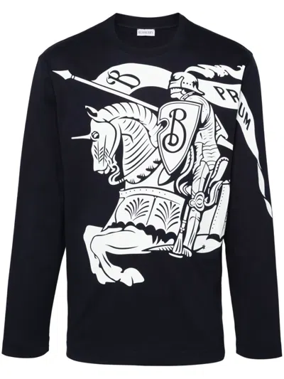 Burberry Ekd Printed Long-sleeved Top In Black