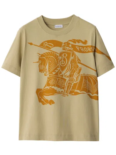 Burberry Equestrian Knight-print Crew-neck T-shirt In Hunter