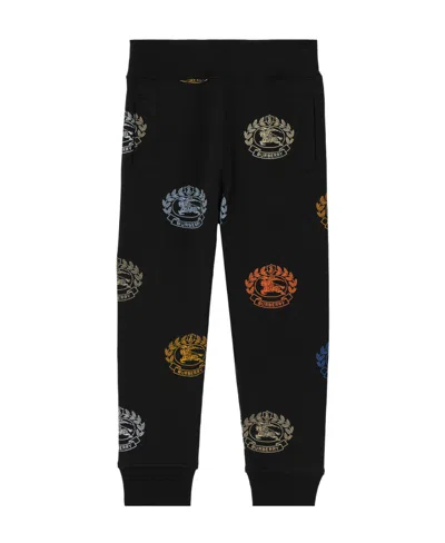 Burberry Kids' Equestrian Knight-print Track Pants In Black