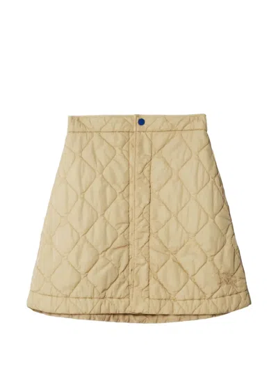 Burberry Equestrian Knight Quilted Mini Skirt In Green