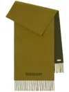 Burberry Reversible Ekd Cashmere Scarf In Green