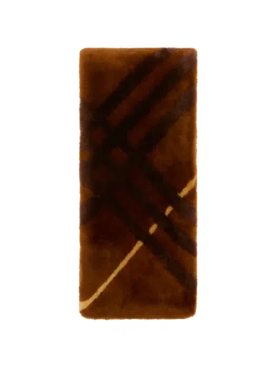 Burberry Equestrian Knight Shearling Scarf In Brown