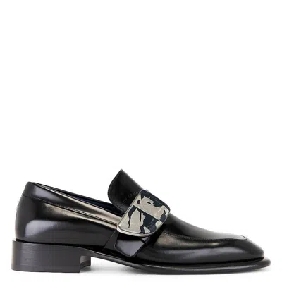 Burberry Equestrian Knight Shield Loafers In Black